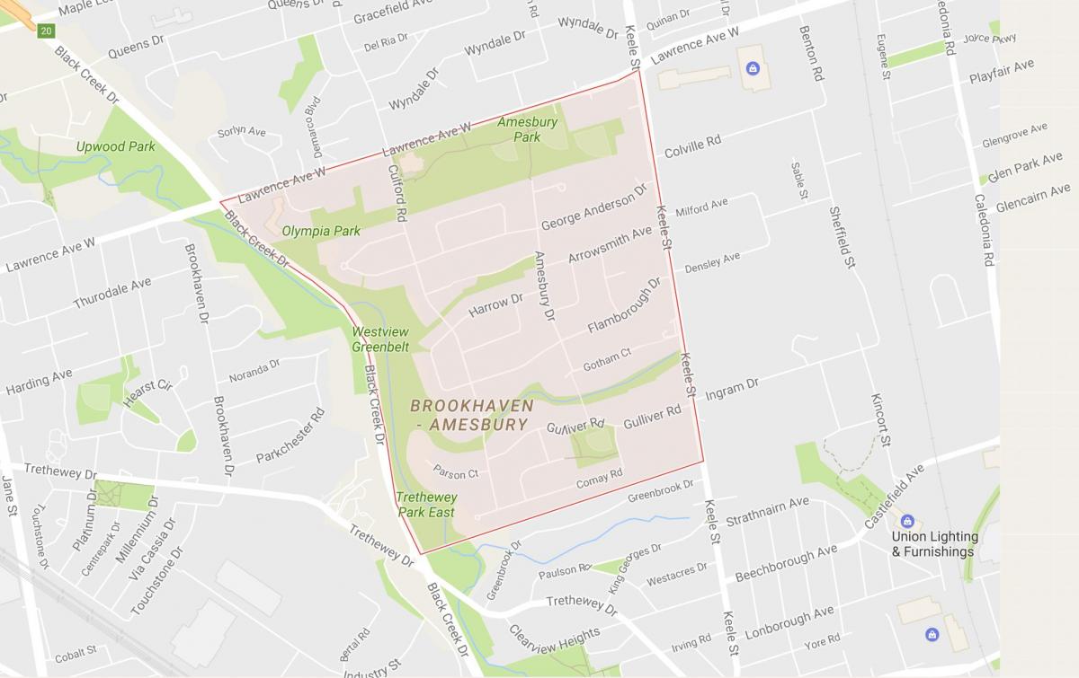 რუკა Amesbury სამეზობლო ტორონტოში
