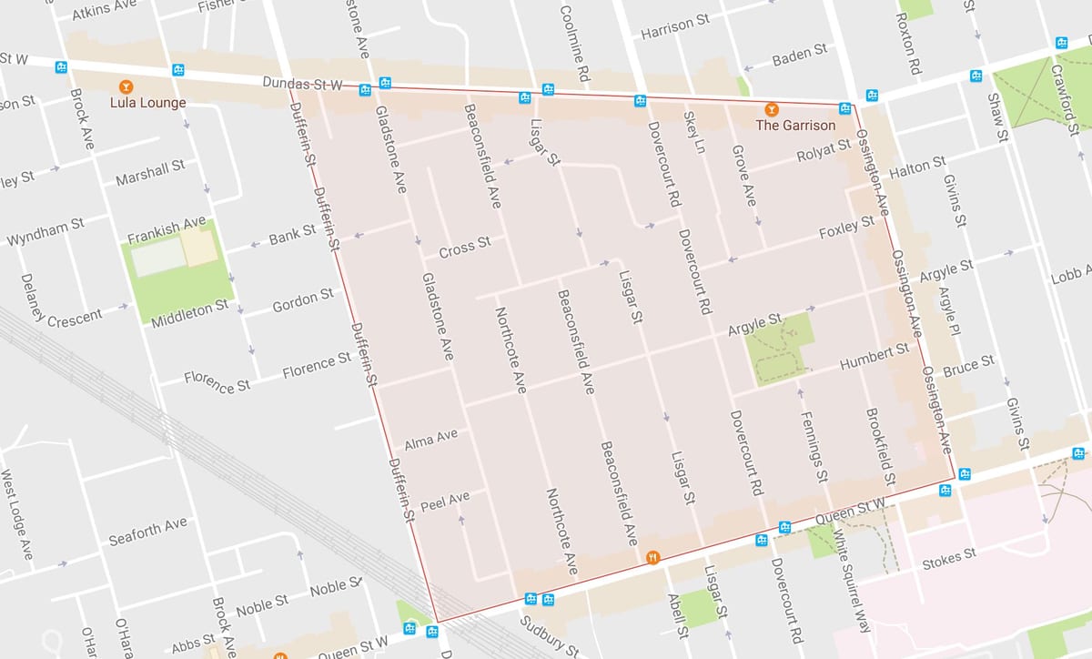 რუკა Beaconsfield სოფელ სამეზობლო ტორონტოში