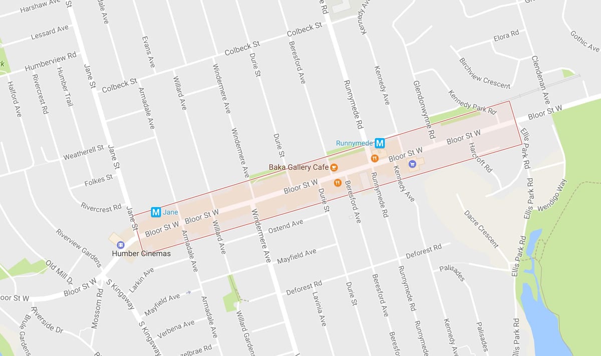 რუკა Bloor West Village სამეზობლო ტორონტოში