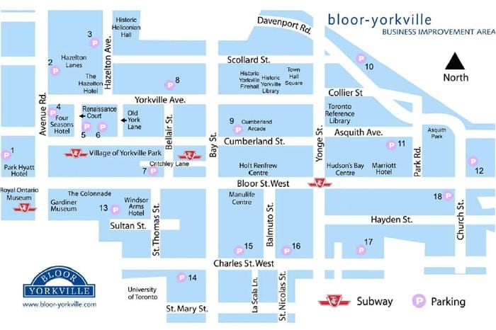 რუკა Bloor Yorkville მეტრო