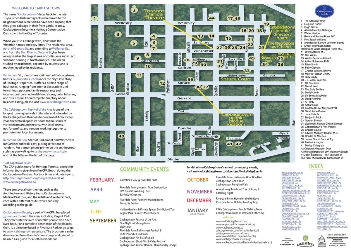 რუკა Cabbagetown მოვლენები ტორონტოში