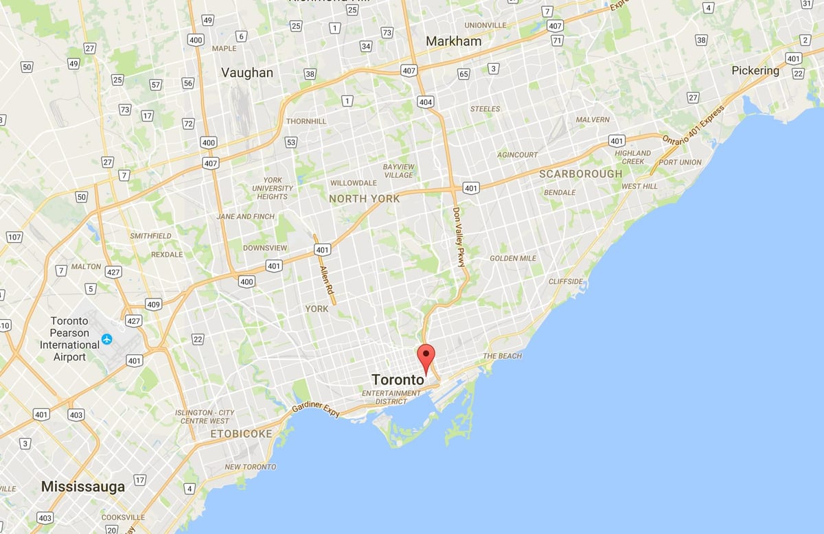 რუკა Corktown რაიონის ტორონტოში