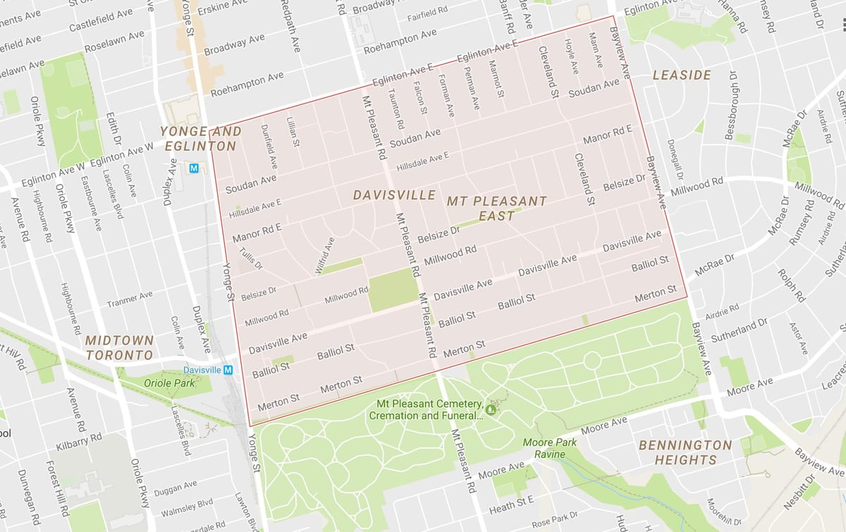 რუკა Davisville სოფელ სამეზობლო ტორონტოში
