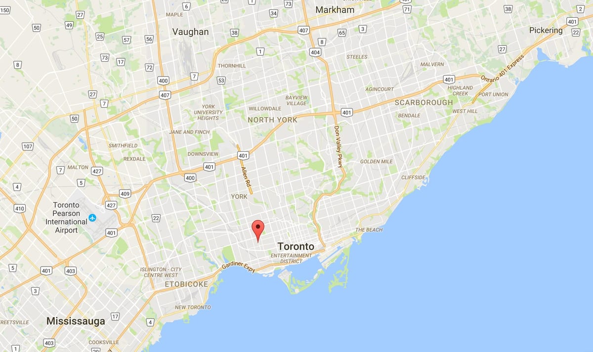 რუკა Dufferin Grove რაიონის ტორონტოში