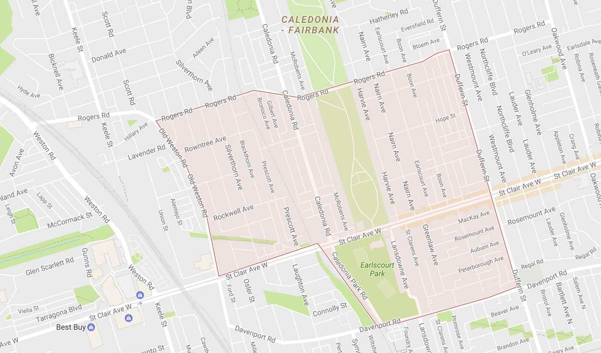რუკა Earlscourt სამეზობლო ტორონტოში