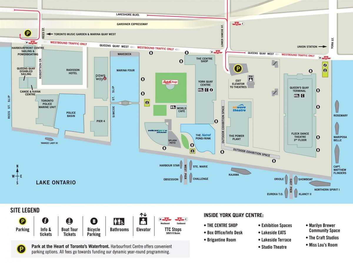 რუკა Harbourfront ცენტრი ტორონტოში