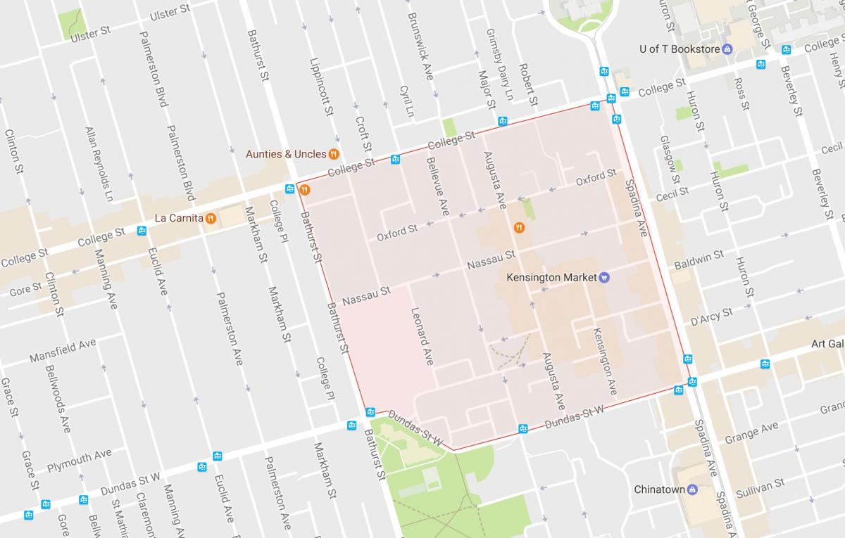 რუკა Kensington ბაზარზე სამეზობლო ტორონტოში