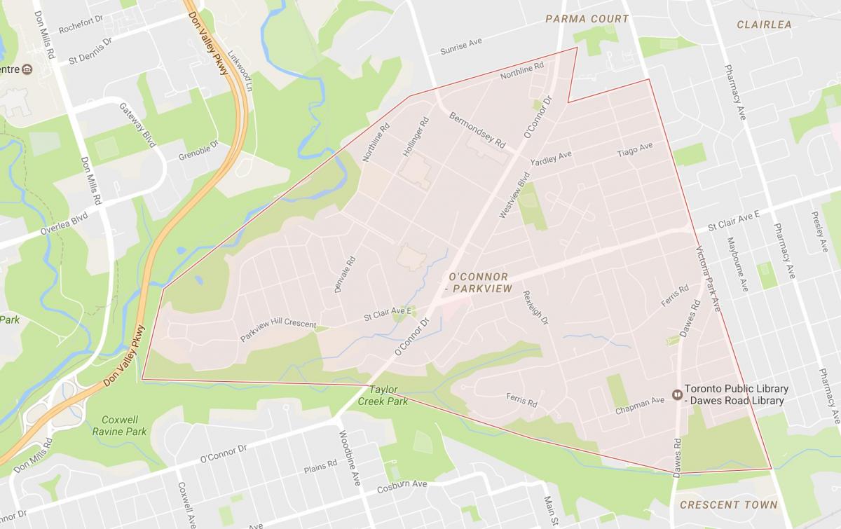 რუკა O ' Connor–Parkview სამეზობლო ტორონტოში