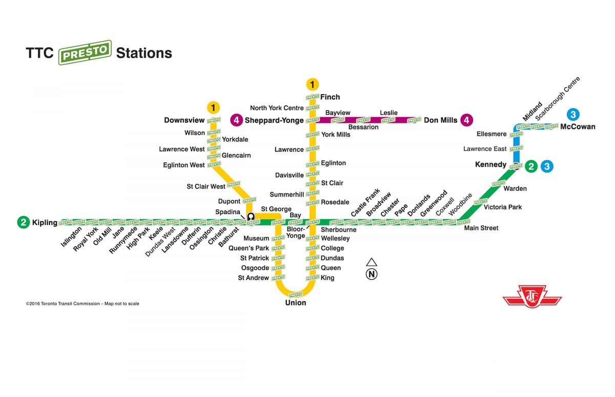 რუკა presto სადგურები TTC