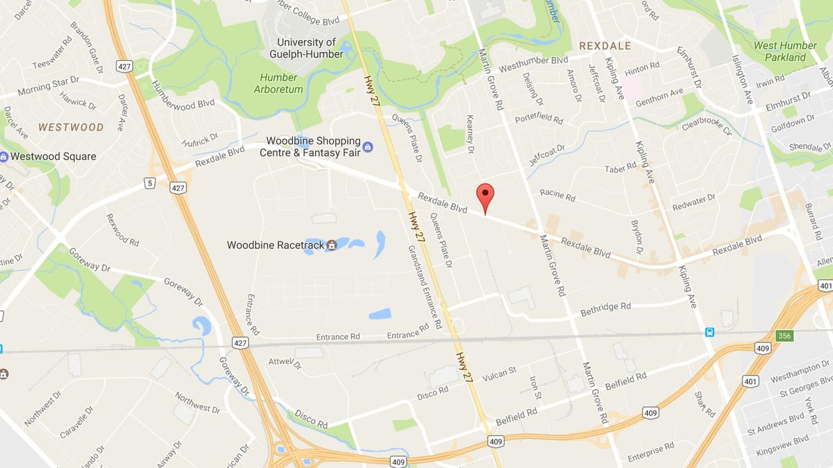 რუკა Rexdale ბულვარი ტორონტოში
