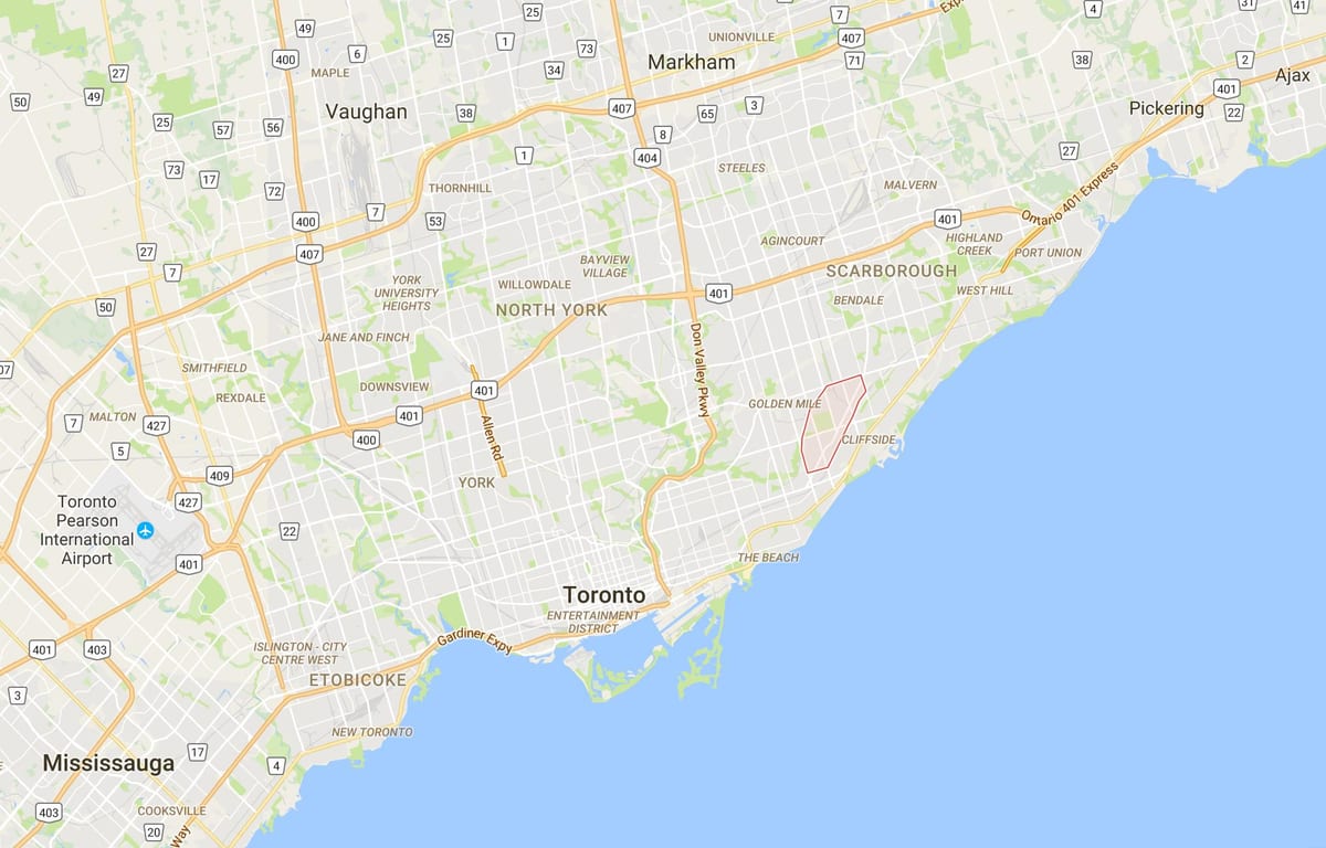 რუკა Scarborough Junctiondistrict ტორონტოში