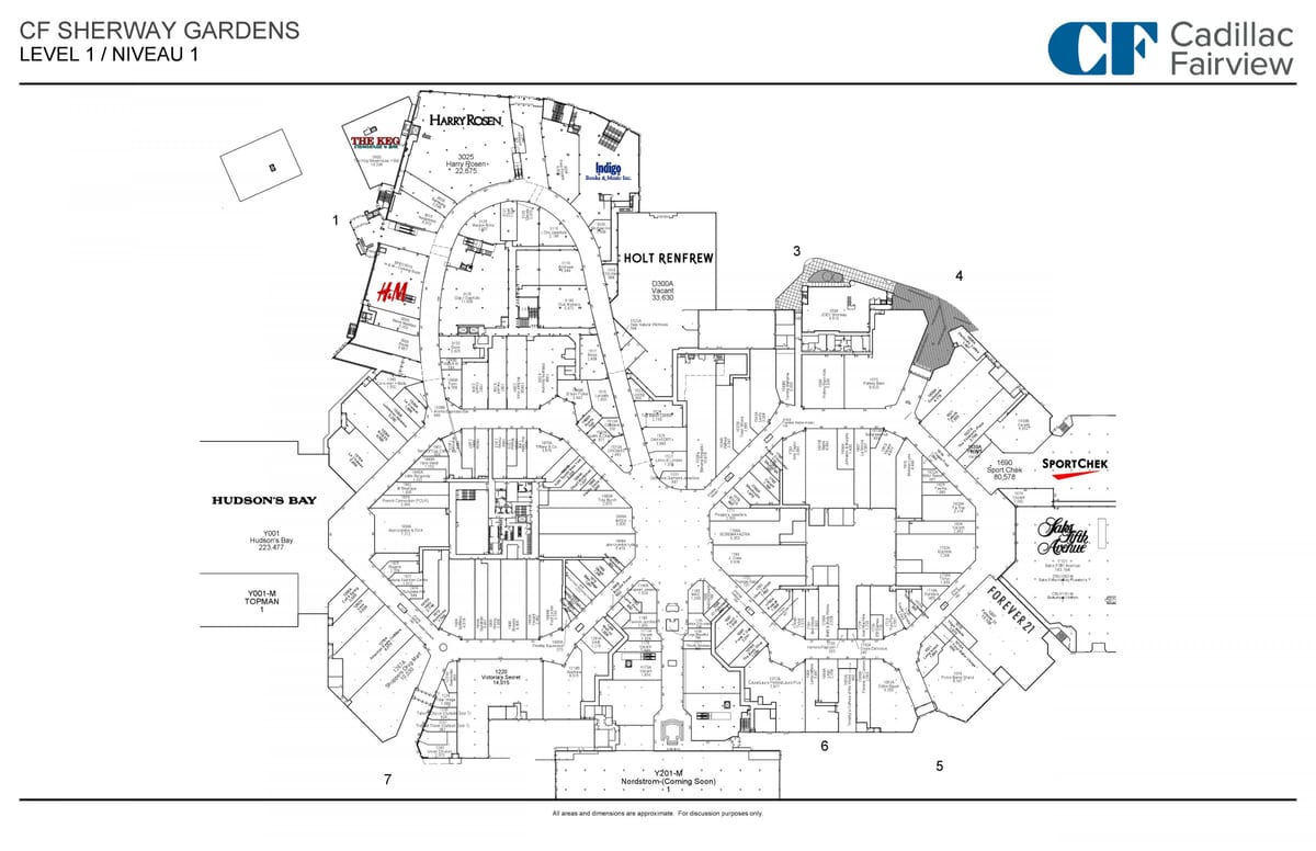 რუკა Sherway ბაღები დონე 1