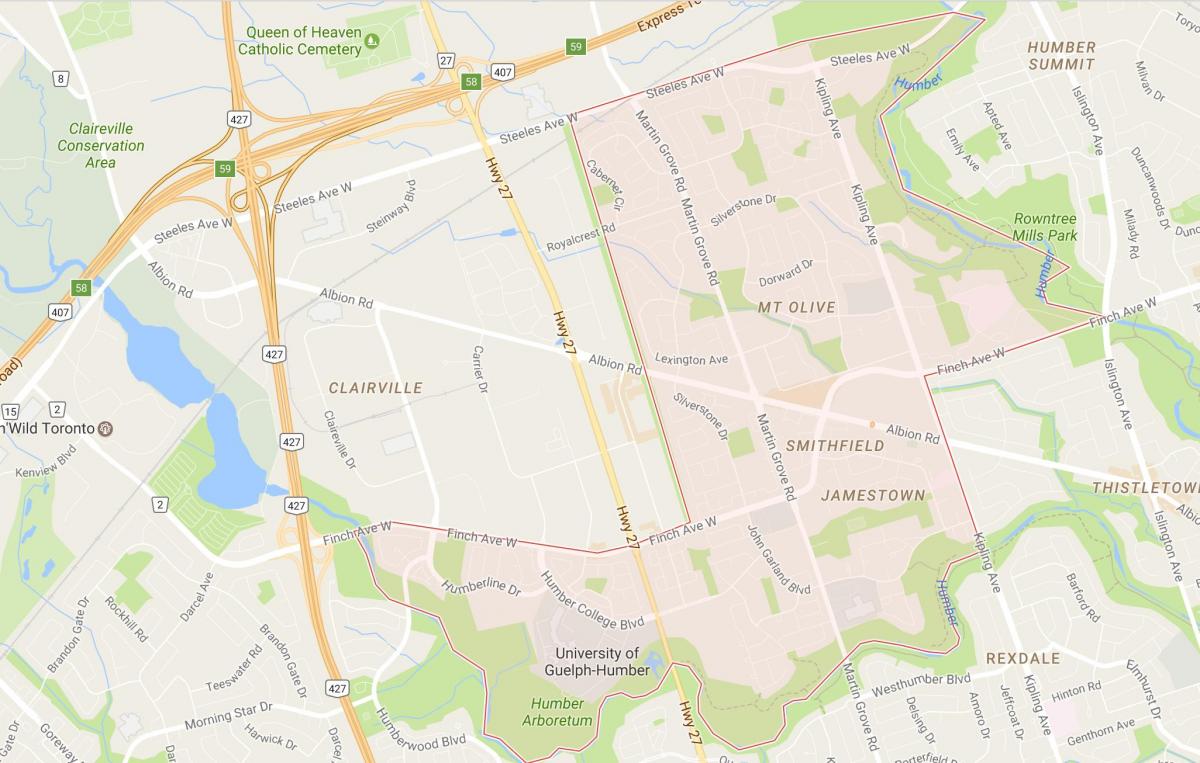 რუკა Smithfield სამეზობლო სამეზობლო ტორონტოში