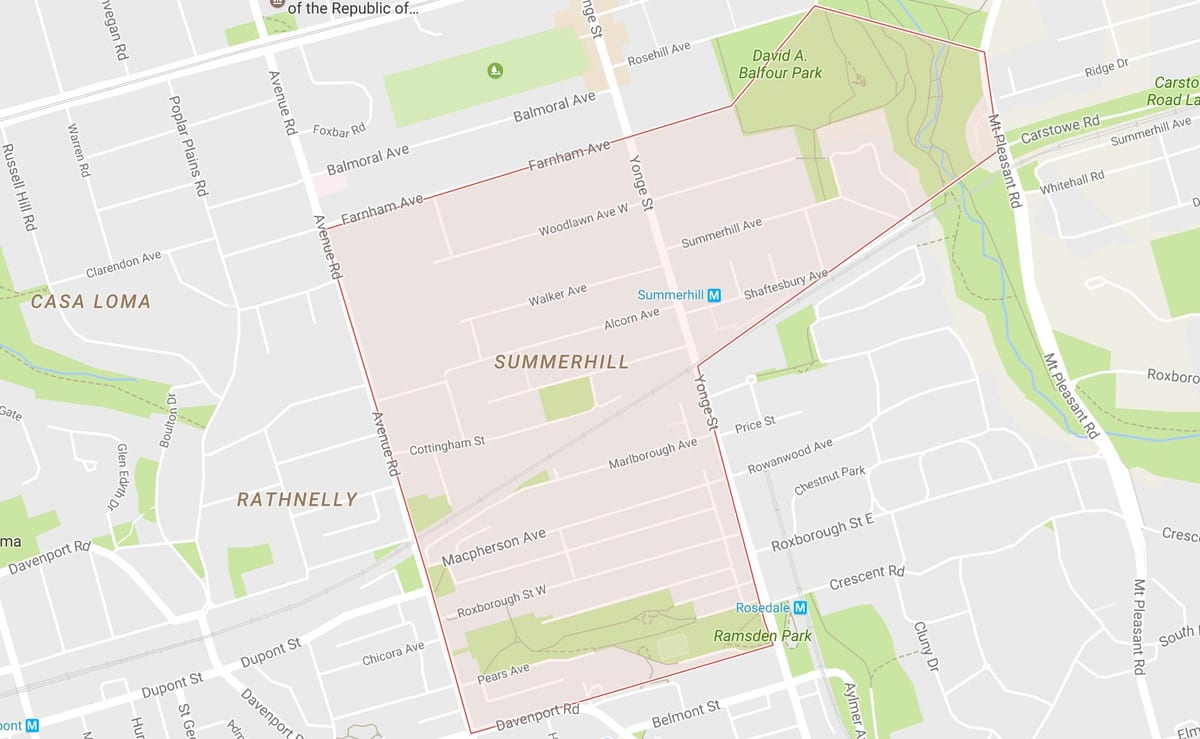 რუკა Summerhill სამეზობლო ტორონტოში