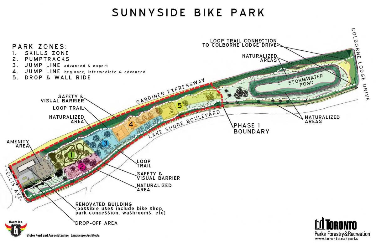 რუკა Sunnyside Park Bike ზონაში ტორონტოში