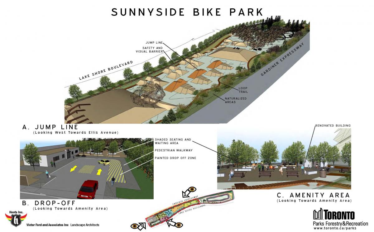 რუკა Sunnyside ველოსიპედით პარკი ტორონტოში გადასვლა ონლაინ
