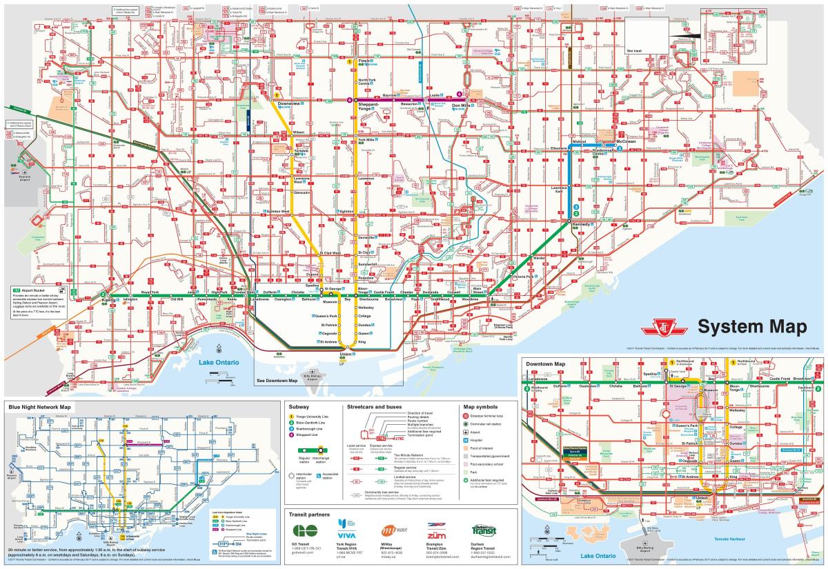 რუკა TTC ავტობუსის მარშრუტები