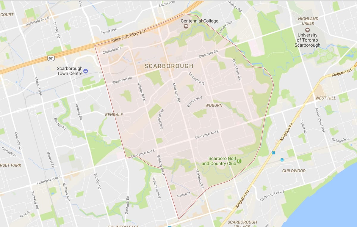 Map of Woburn სამეზობლო ტორონტოში
