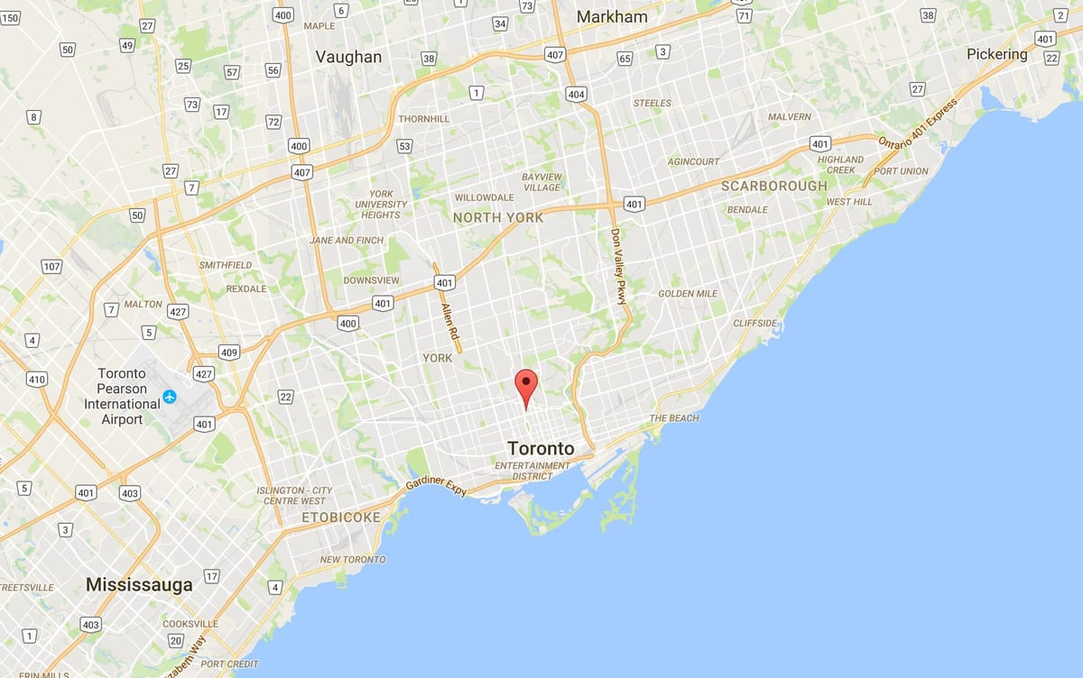 რუკა Yorkville რაიონის ტორონტოში