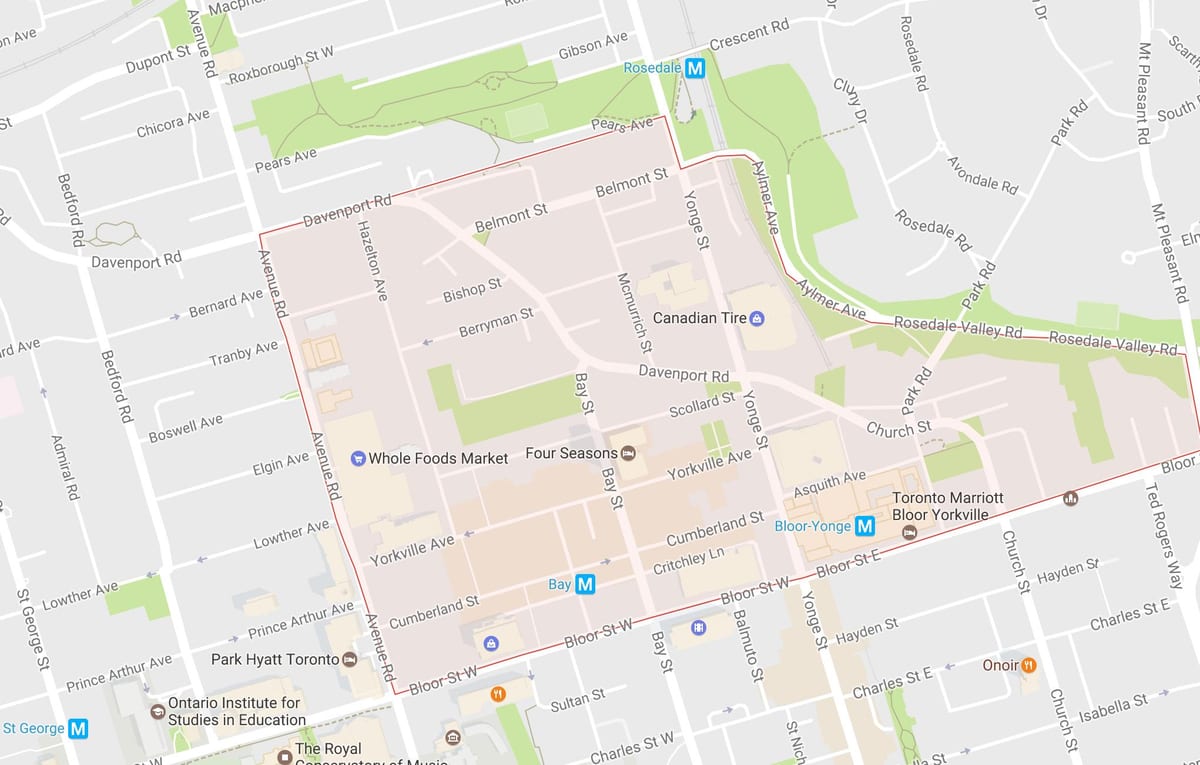 რუკა Yorkville სამეზობლო ტორონტოში