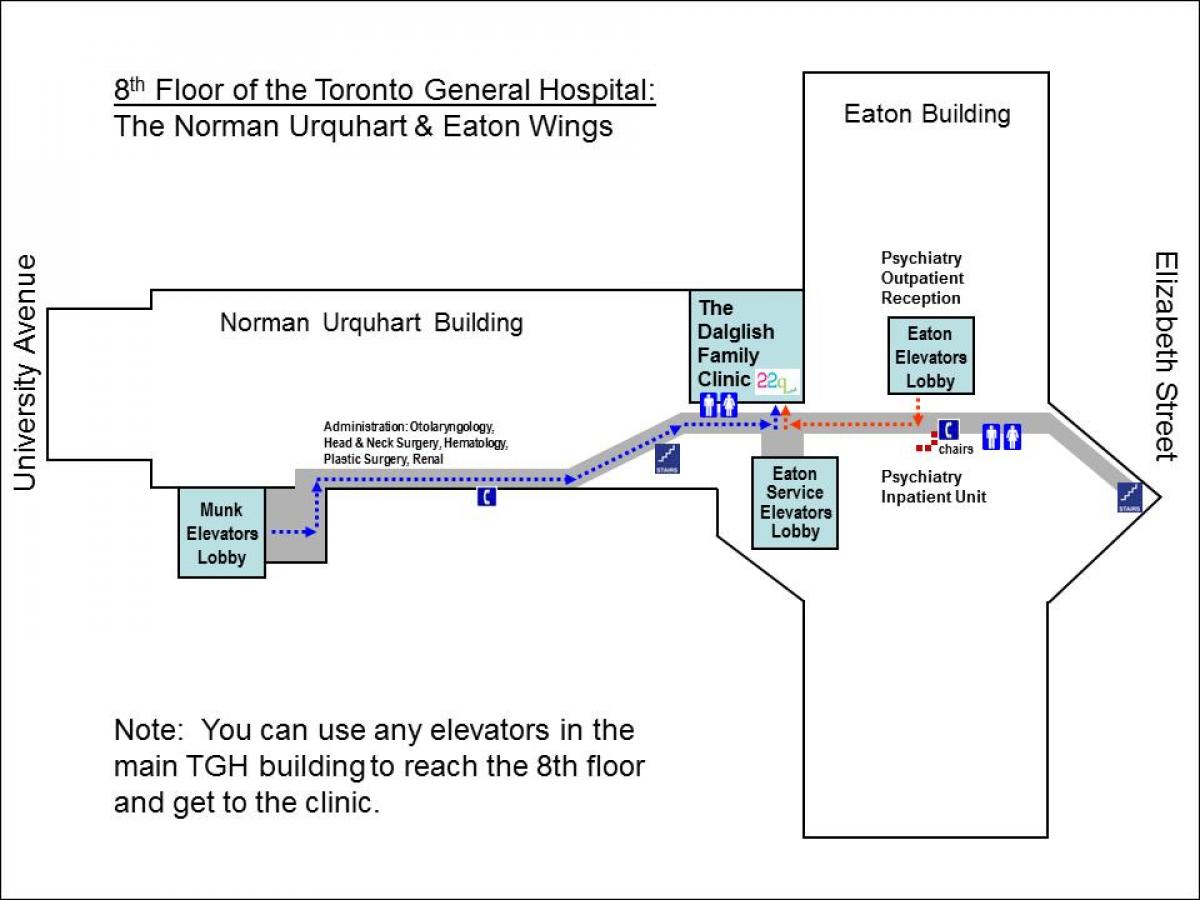 რუკა გენერალური საავადმყოფოს 8-ე სართული ტორონტოში