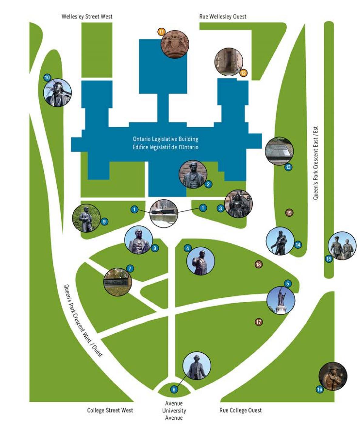რუკა დედოფლის პარკში ტორონტოში