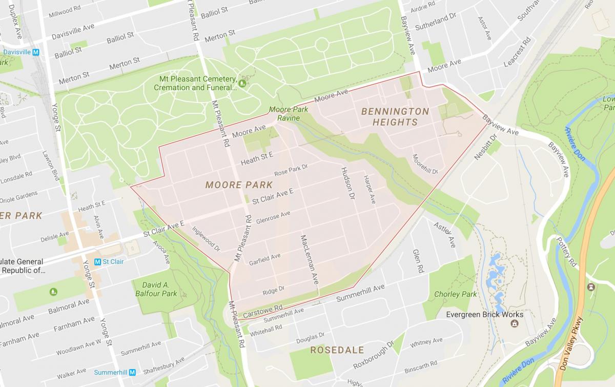 რუკა მური პარკი სამეზობლო ტორონტოში