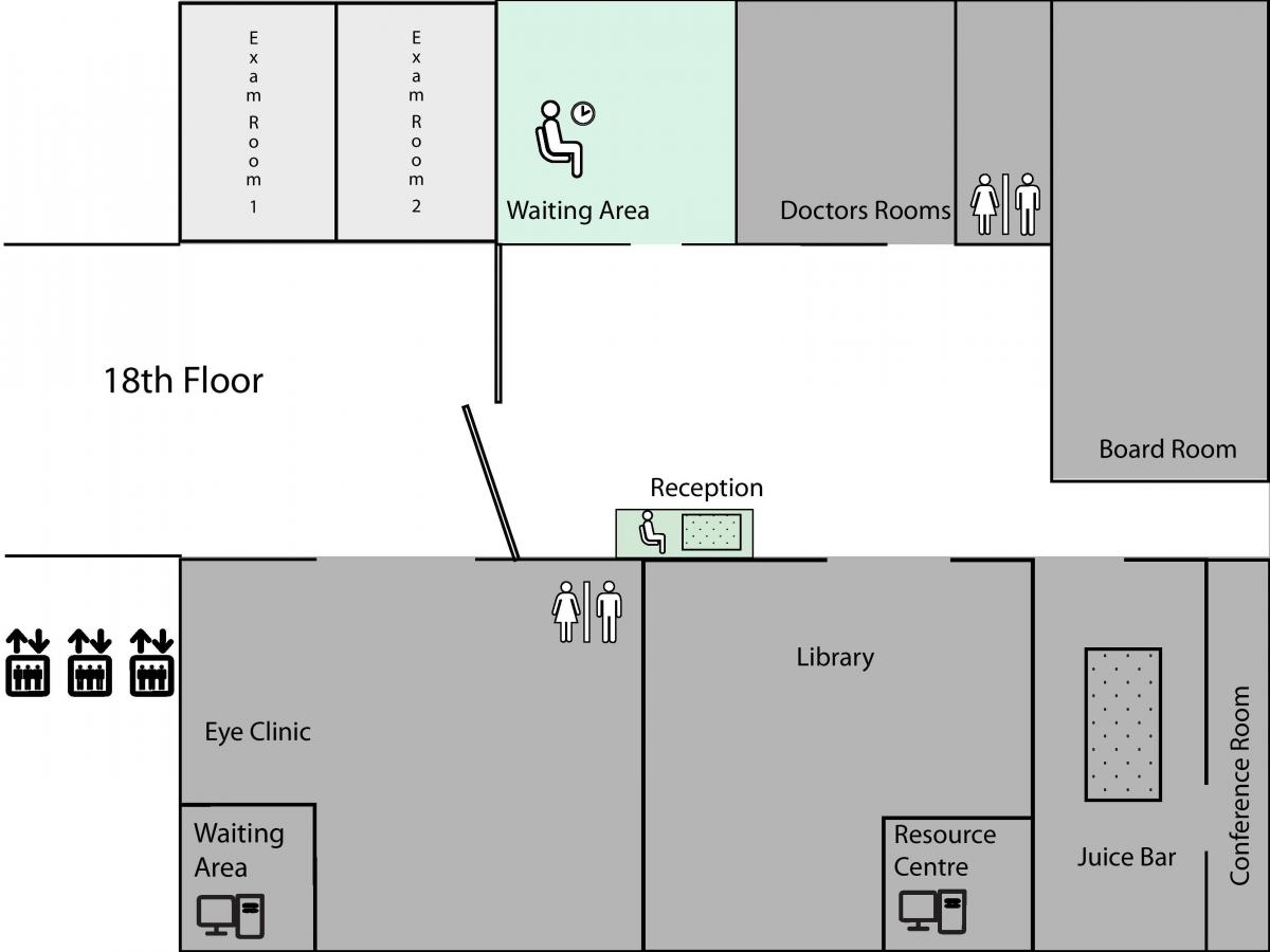 რუკა პრინცესა მარგარეტ კიბოს ცენტრის ტორონტოში მე-8 სართული