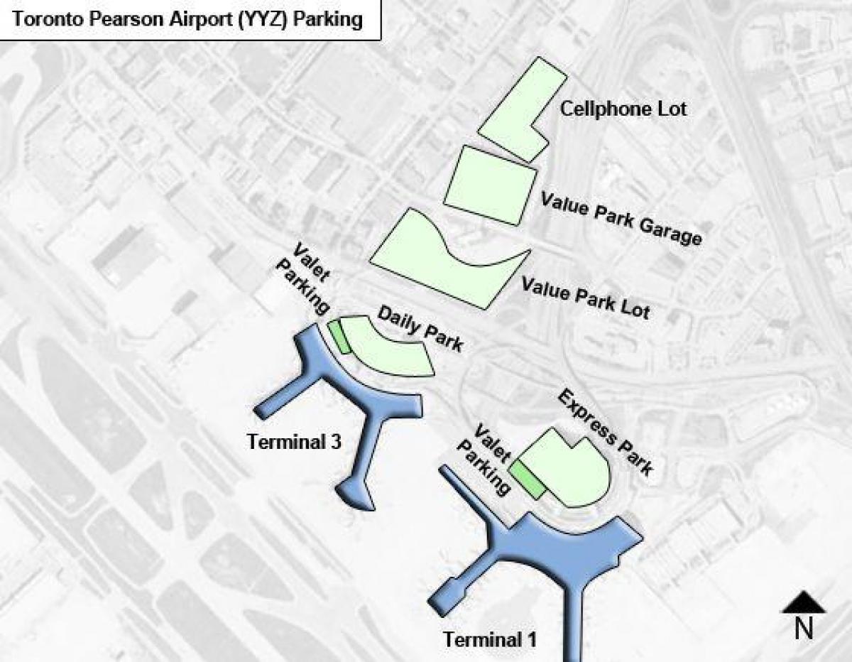რუკა ტორონტოს აეროპორტში Pearson პარკინგი