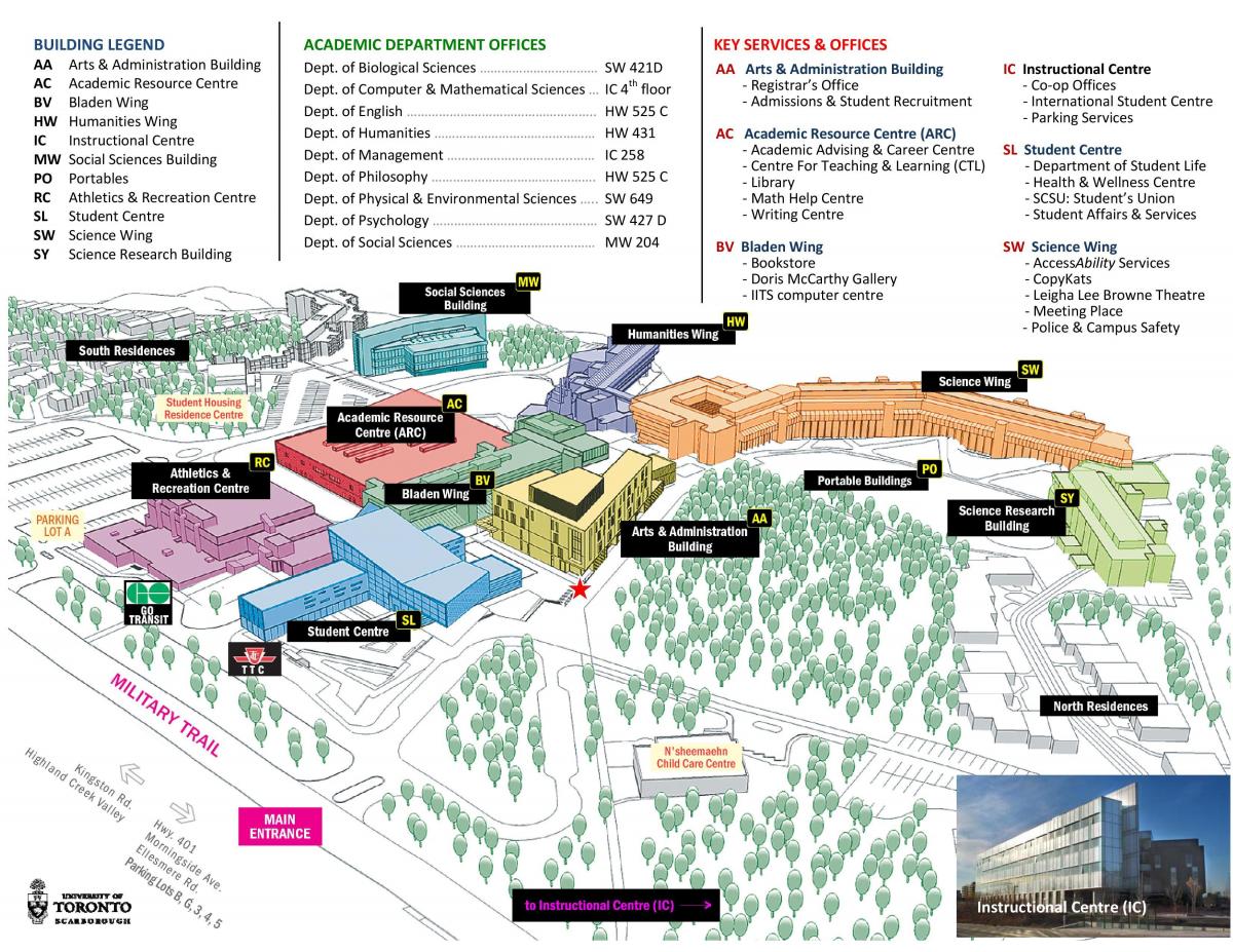 რუკა ტორონტოს უნივერსიტეტი Scarborough campus