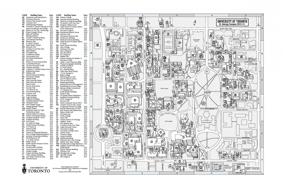 რუკა ტორონტოს უნივერსიტეტი ქ ჟორჟ campus