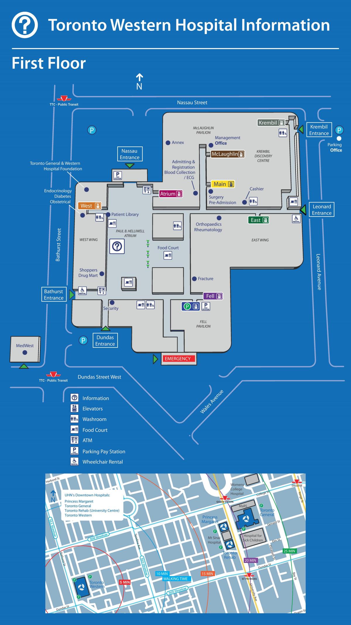 რუკა ტორონტოში დასავლეთ საავადმყოფოს
