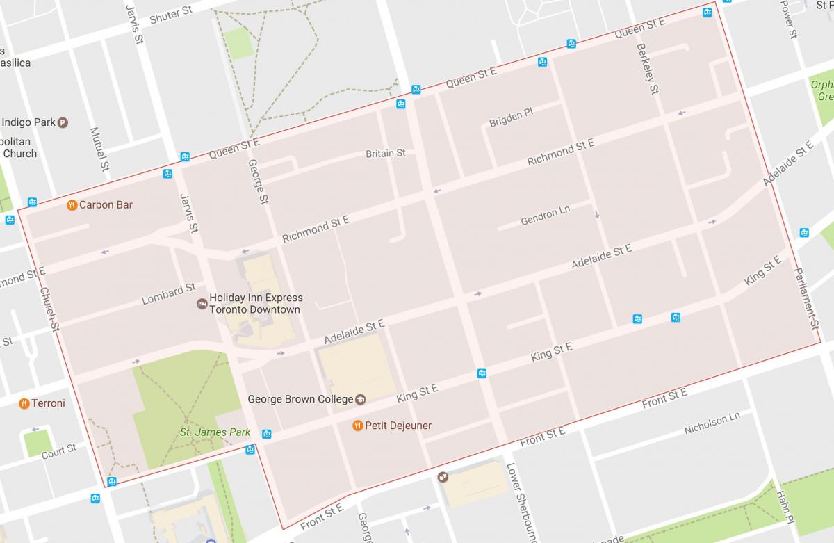 რუკა ძველი ქალაქის სამეზობლო ტორონტოში