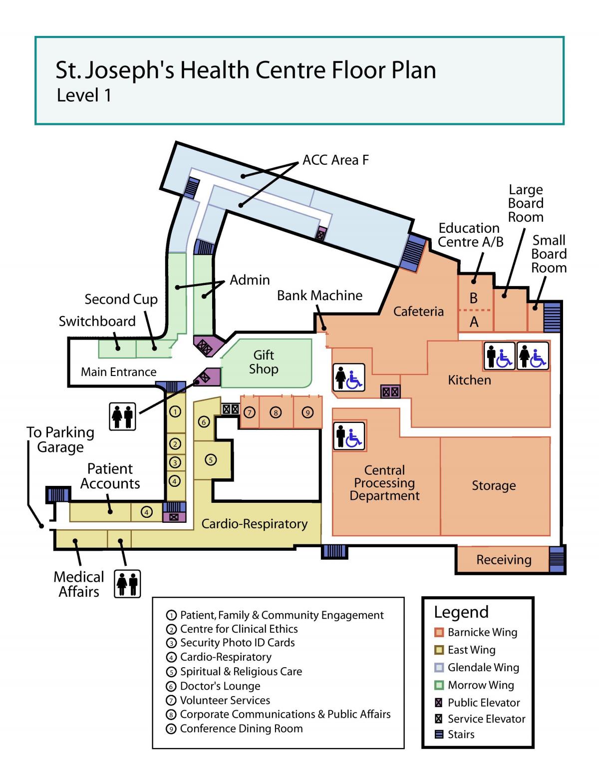 რუკა წმინდა იოსების ჯანმრთელობის ცენტრი ტორონტოში დონე 1