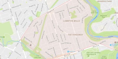 რუკა Kingsway სამეზობლო ტორონტოში