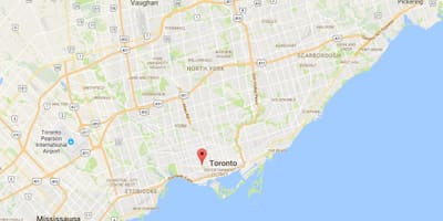 რუკა სამების–Bellwoods რაიონის ტორონტოში