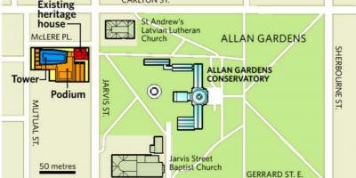 რუკა Allan ბაღები ტორონტოში