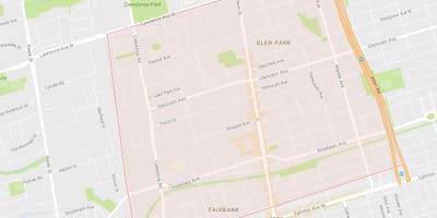 Map of Briar Hill–Belgravia სამეზობლო ტორონტოში