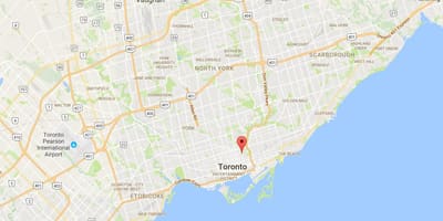 რუკა Cabbagetown რაიონის ტორონტოში