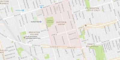 რუკა Dufferin Grove სამეზობლო ტორონტოში