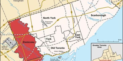 რუკა Etobicoke რაიონის ტორონტოში