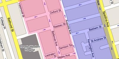 რუკა Kensington ბაზარზე ტორონტოში ქალაქი