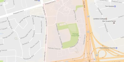 რუკა Parkway ტყის სამეზობლო ტორონტოში