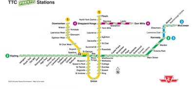 რუკა presto სადგურები TTC