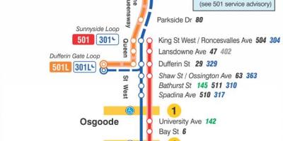 რუკა streetcar line 501 დედოფალი