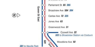 რუკა streetcar line 502 Downtowner
