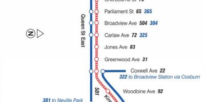 რუკა streetcar line 502 Downtowner