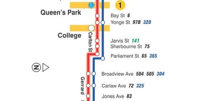 რუკა streetcar line 506 კოლეჯი/Carlton