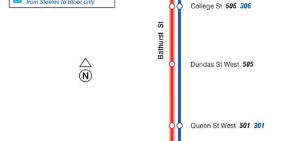 რუკა streetcar line 511 Bathurst