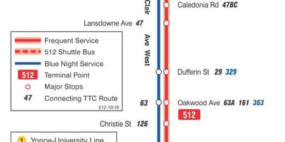 რუკა streetcar line 512 St. Clair
